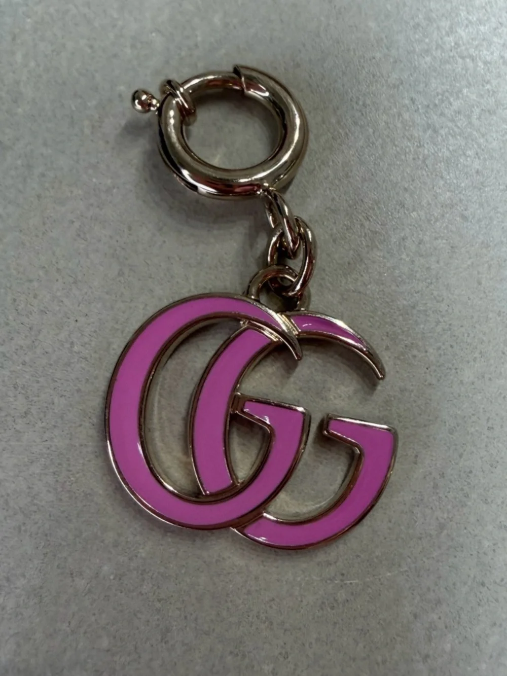 Gucci Pink Enamel Double G Key Charm with Gold-Tone Hardware - Picture 2 of 2